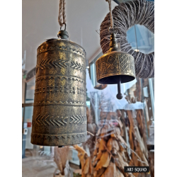 Dzwonek alpejski metalowy Złoty Wzory 13x31cm