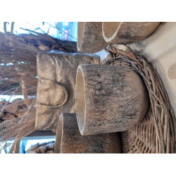 Osłonka ceramiczna/wazon imitacja drewna Beżowa 16cm