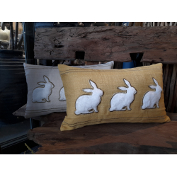 Poduszka dekoracyjna Zajączki 48x28cm Żółta