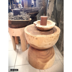 Stolik Stołek Owal okrągły pełne drewno TEAK 45cm