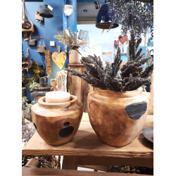 Wazon Misa Świecznik z drewna egzotycznego 18x20cm