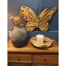 Motyl z drewna tekowego Dekoracja wisząca 60x45cm