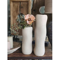 Wazon ceramiczny terakota Wysoki wąski Kremowy 57cm