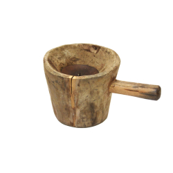 Świecznik drewniany w starym stylu z uchwytem XL