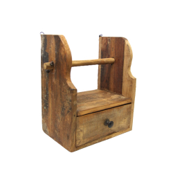 Stojak kuchenny z szufladką Półka wisząca drewno egzotyczne 36x30cm