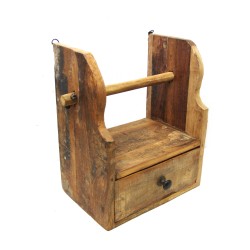 Stojak kuchenny z szufladką Półka wisząca drewno egzotyczne 36x30cm