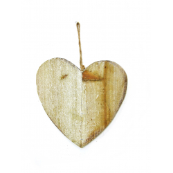 Serce z surowego drewna na sznurku Naturalne 25cm