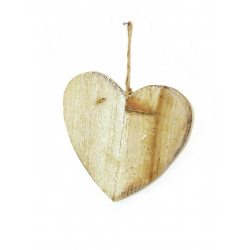 Serce z surowego drewna na sznurku Naturalne 25cm