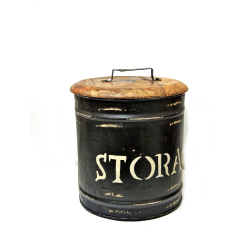 Pojemnik metalowy z drewnianą pokrywką STORAGE 30cm