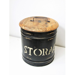Pojemnik metalowy z drewnianą pokrywką STORAGE 30cm