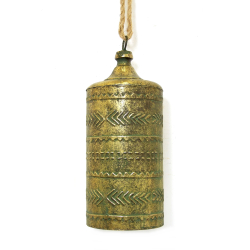 Dzwonek alpejski metalowy Złoty Wzory 13x31cm