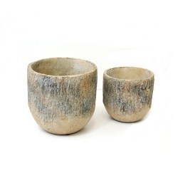 Osłonka ceramiczna/wazon imitacja drewna Beżowa 16cm