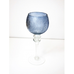 Świecznik Kielich szklany Niebieski 29cm