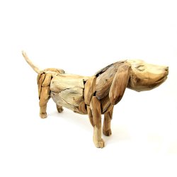 Dekoracja drewniana Pies z drewna tekowego 70cm