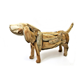 Dekoracja drewniana Pies z drewna tekowego 70cm