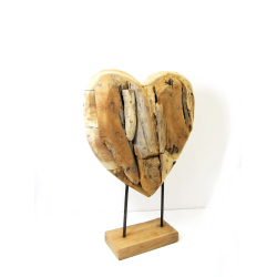 Serce z drewna tekowego na podstawie 61 cm