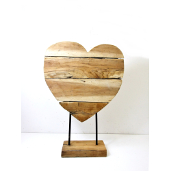 Serce z drewna tekowego na podstawie 61 cm