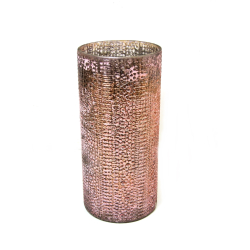 Wazon- Lampion szklany przecierany  różowo-złoty metalic XL