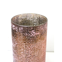 Wazon- Lampion szklany przecierany  różowo-złoty metalic XL