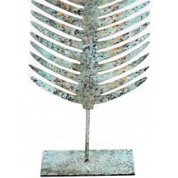Liść palmowy z metalu dekoracja 44 cm niebieski