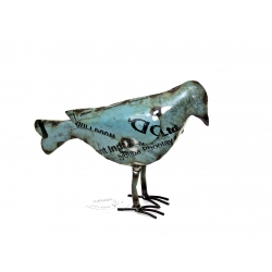 Ptak metalowy z recyclingu szaro - niebieski