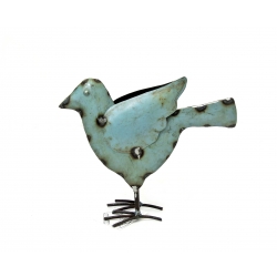 Ptak metalowy z recyclingu szaro - niebieski S