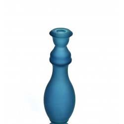 Świecznik szklany niebieski matowy 30 cm