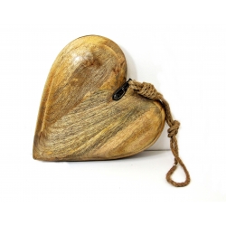 Serce z drewna mango wiszące 30cm