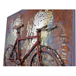 Obraz metalowy industrialny 120 x 120 cm rower