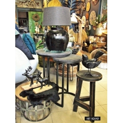 Stołek taboret z drewna egzotycznego WYSOKI CZARNY