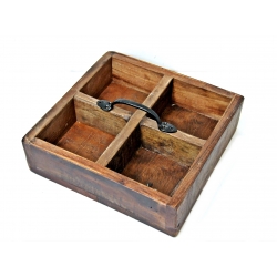 Skrzynka szufladka ze starego drewna poczwórna