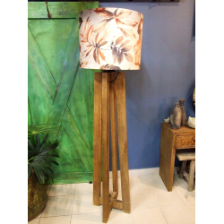 Lampa podłogowa trapez drewno egzotyczne 184cm