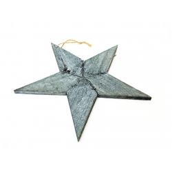 Gwiazda wisząca drewniana postarzana Vintage 26cm szara