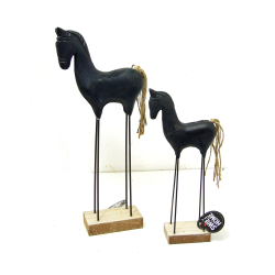 Koń Konik drewniany skandynawski Czarny 34cm