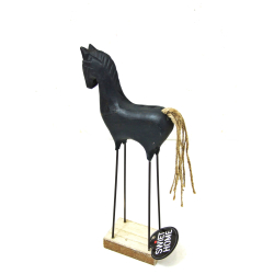 Koń Konik drewniany skandynawski Czarny 25cm