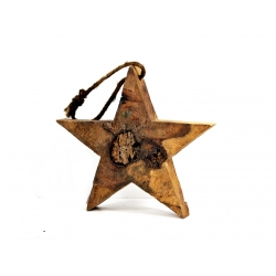Gwiazda wisząca z drewna tekowego 18 cm