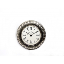 Zegar metalowy kolonialny srebrny 54 cm