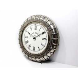 Zegar metalowy kolonialny srebrny 54 cm