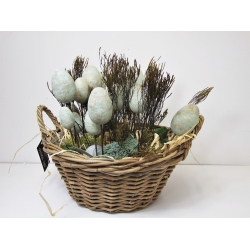 Jajo drewniane dekoracja na metalu 10cm