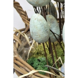 Jajo drewniane dekoracja na metalu 10cm