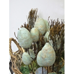 Jajo drewniane dekoracja na metalu 10cm