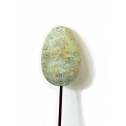 Jajo drewniane dekoracja na metalu 10cm