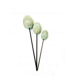 Jajo drewniane dekoracja na metalu 10cm