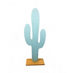 Dekoracja drewniana kaktus błękitny 59 cm