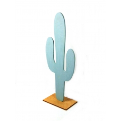 Dekoracja drewniana kaktus błękitny 59 cm