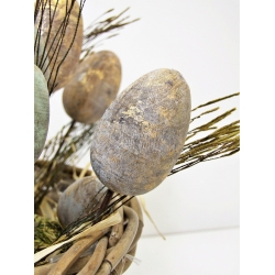 Jajo drewniane dekoracja na metalu 8cm