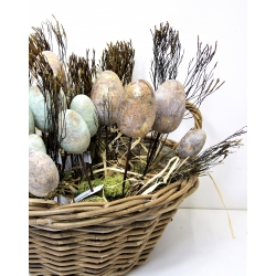 Jajo drewniane dekoracja na metalu 10cm złote