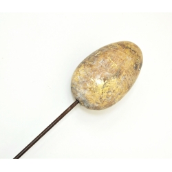 Jajo drewniane dekoracja na metalu 10cm złote