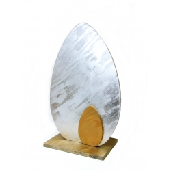Jajo drewniane stojace 62cm srebrne złote