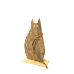 Kot dekoracja drewniana 28,5cm Brązowy